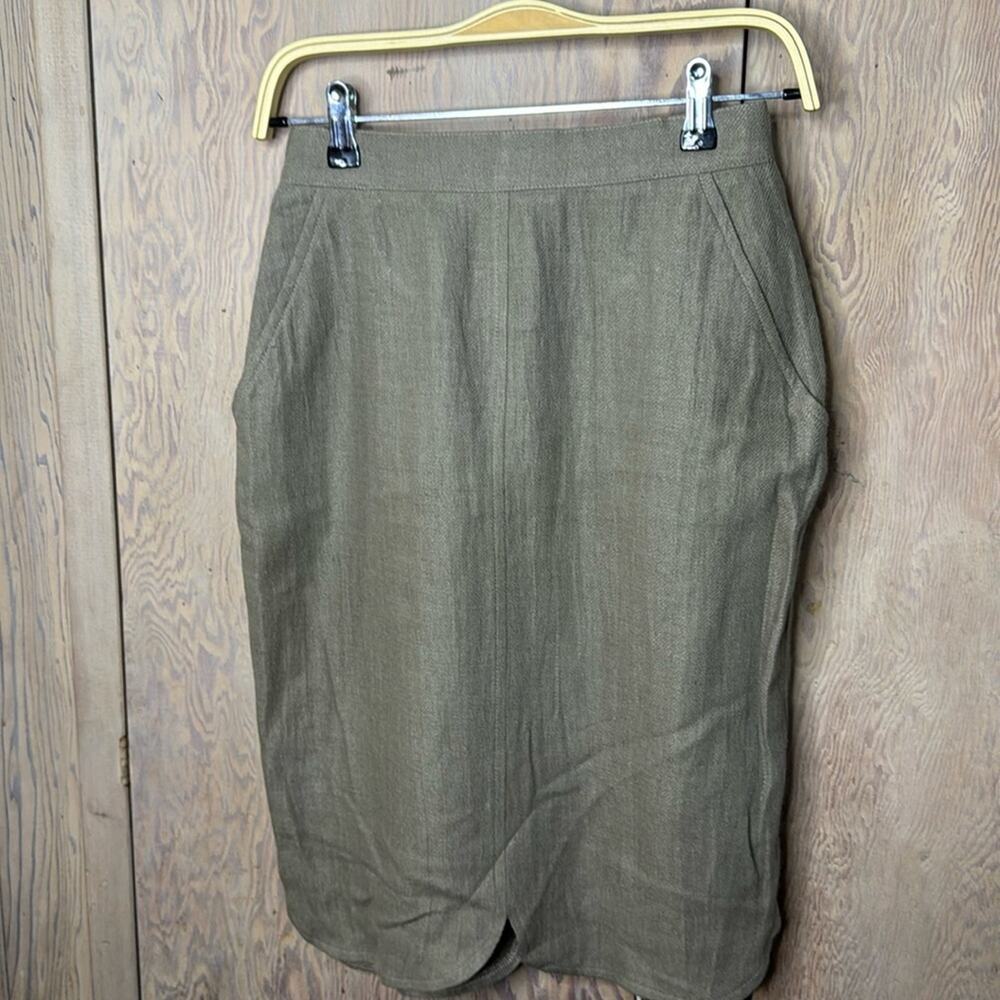 Vintage NWT Umberto Ginocchietti Women's Khaki Midi Skirt